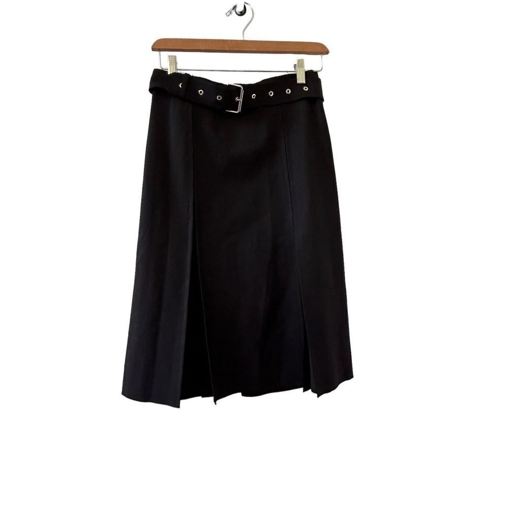 Helmut Lang Pleated Virgin Wool Blend Kilt Skirt Women’s Black Size 0